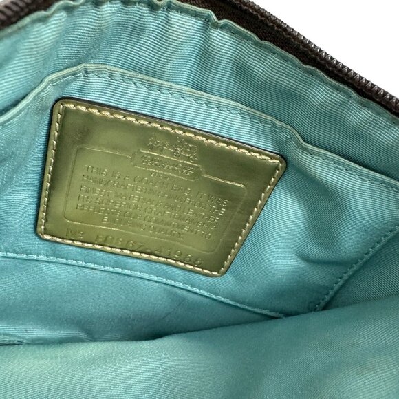 Coach Madison Brown Logo Jacquard & Leather Wristlet Mini Bag 41988 Zipper Top - Picture 4 of 5